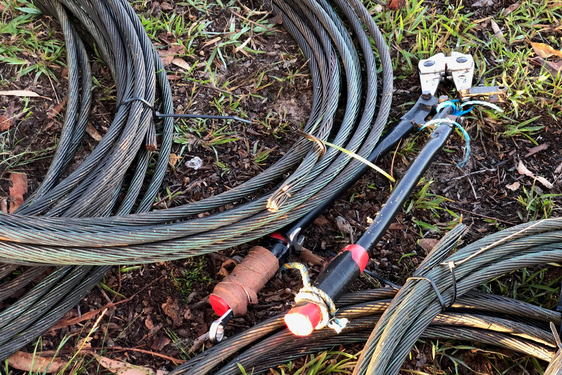 copper theft - wires on ground