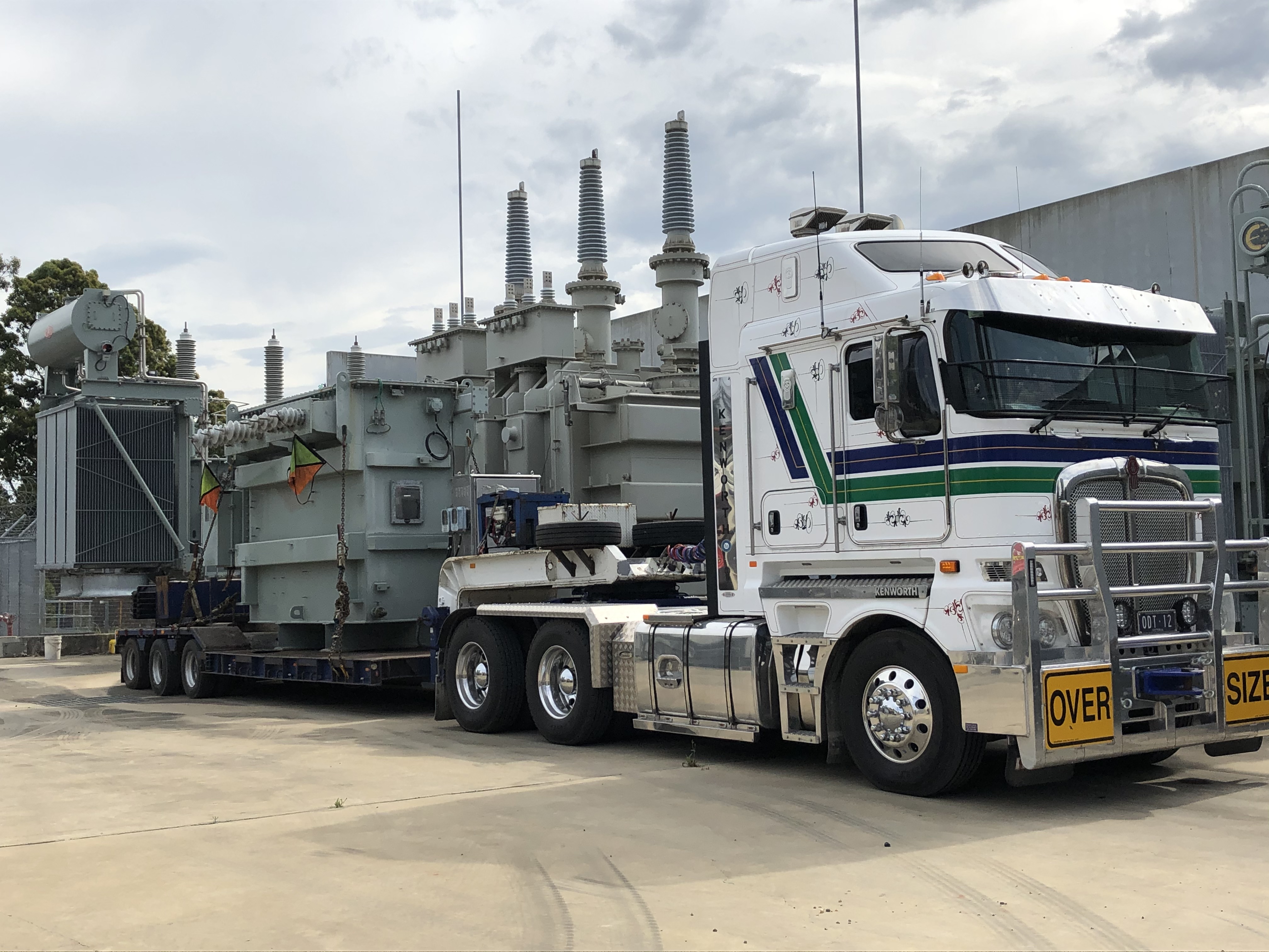 Image showing new electricity transformer on a truck ready for transport