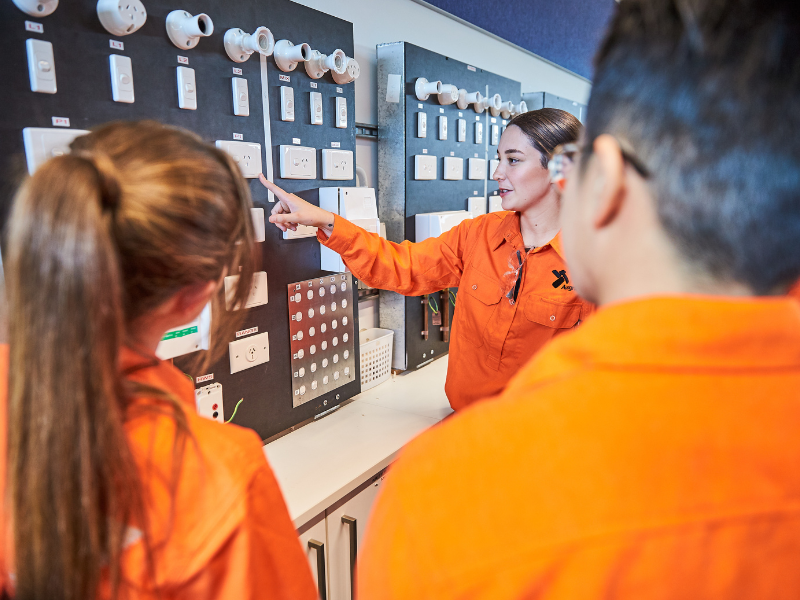 Female apprentice in training centre