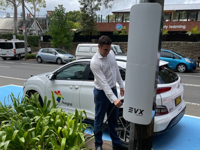 Pole-mounted EV charger in Glebe
