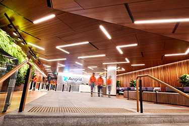 Ausgrid foyer with Employees walking through