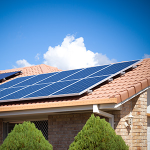Solar panels on an Australian house roof
