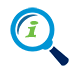 Magnifying glass icon with a i for information