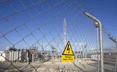 Substation with danger sign